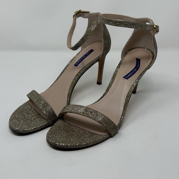 Stuart Weitzman Nudist Gold Glitter Sandals Heels Women’s Size 11 EUC - Picture 3 of 15
